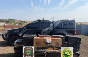 BPFRON e PF apreendem 1.250 pacotes de cigarros, arma e munições em Itaipulândia