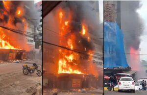 Grande incêndio atinge bancas de camelôs no centro de Ciudad del Este, no Paraguai – Assista